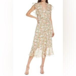 Floret Studios Floral V-Neck Midi Dress small bohemian coquette poplin flowy
